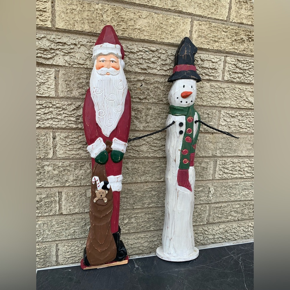 Pier 1 Pencil Santa Claus and snow man 20”